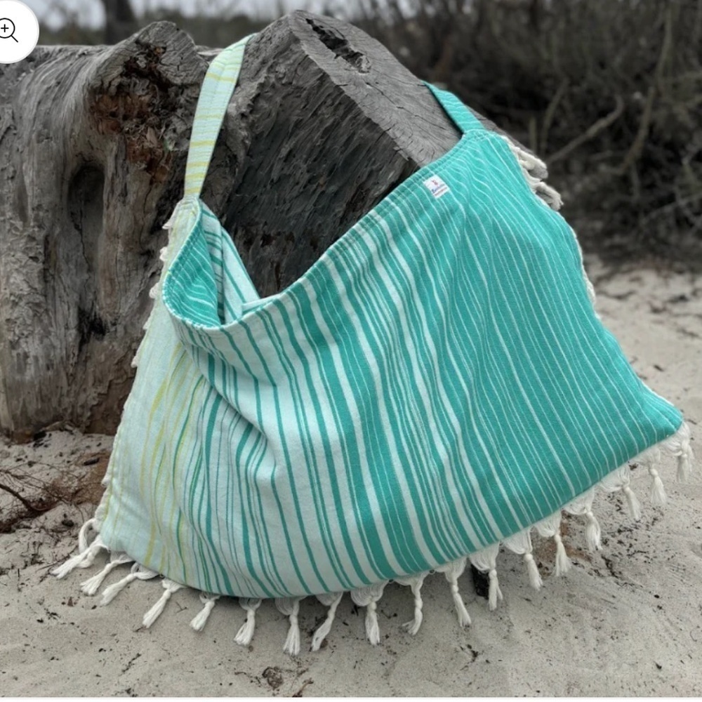 BEACHABLE 3 in 1 Striped Turkish Cotton Tote nautical beach blanket boho luxury